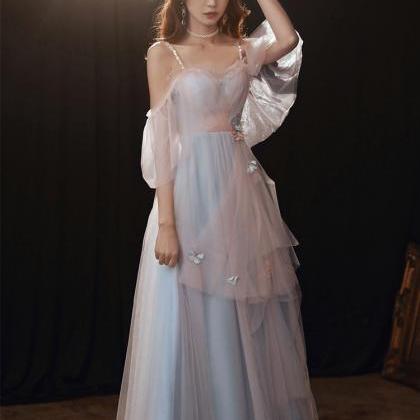 Cute Pink And Blue Tulle A-line Prom Party..