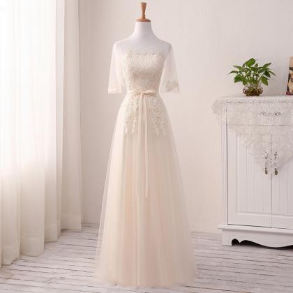 Beautiful Champagne Tulle A-line Party Dress With..