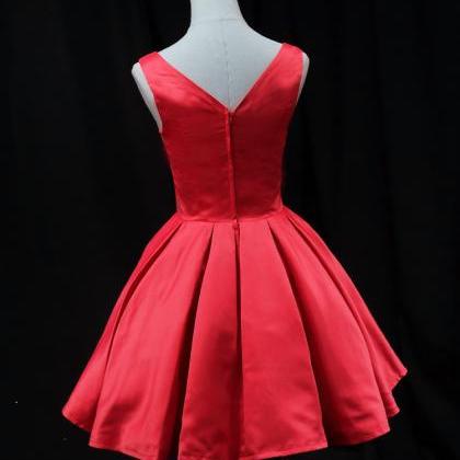 Beautiful Red Satin Short Knee Length Party Dress..