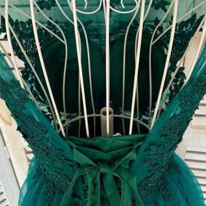 Dark Green Tulle with Lace Short Pr..
