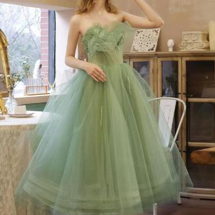 Lovely Green Tulle Short Homecoming Dress, Cute..