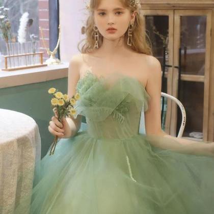 Lovely Green Tulle Short Homecoming Dress, Cute..