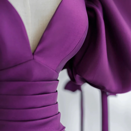 Purple Satin Long Formal Dress Prom Dress,..