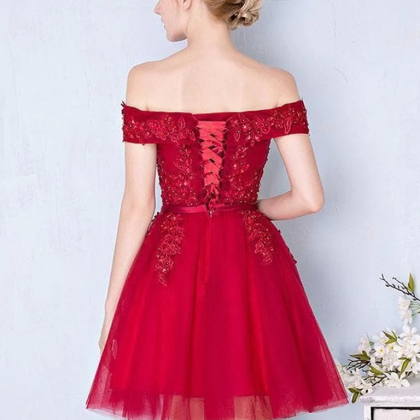 Lovely Tulle Wine Red Homecoming Dress, Short..