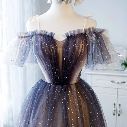 Gradient Off Shoulder Homecoming Dress, Tulle..