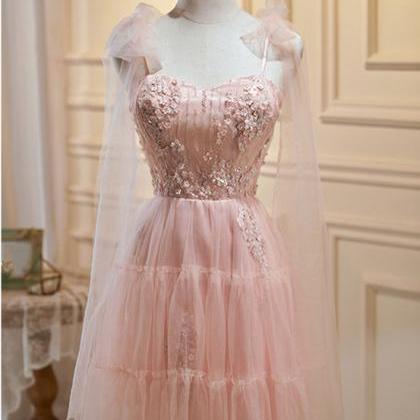 Cute Pink Tulle Short Party Dress, Pink Homecoming..