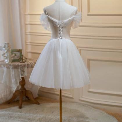 Cute Ivory Tulle Homecoming Dress, Short Ivory..