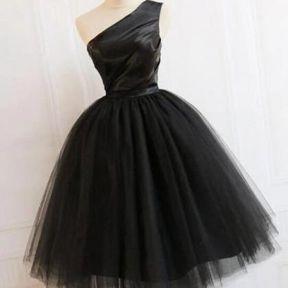 Black One Shoulder Short Wedding Party Dresses,..