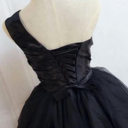 Black One Shoulder Short Wedding Party Dresses,..
