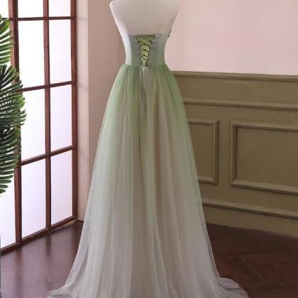 Charming Green Gradient Tulle Sweetheart Beaded..