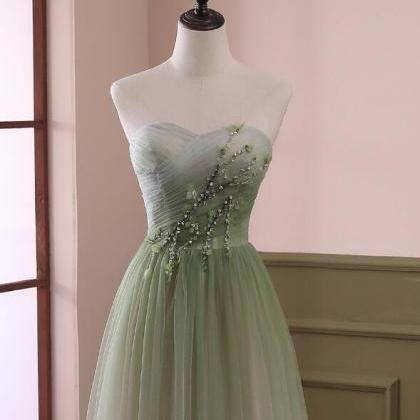 Charming Green Gradient Tulle Sweetheart Beaded..