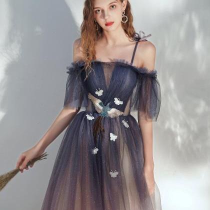 Gradient Purple Tulle Off Shoulder With..