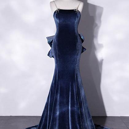 Blue Mermaid Long Evening Dress, Bl..