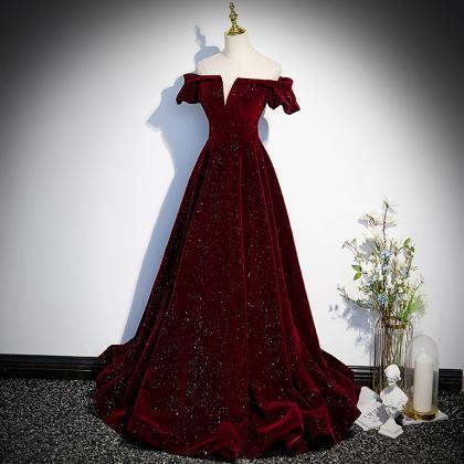 Wine velvet hotsell prom dress