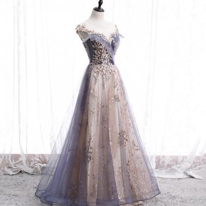A-line Tulle With Lace Applique Party Dress, Tulle..