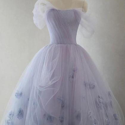 Purple Tulle Short A-line Prom Dress, Cute Off The..