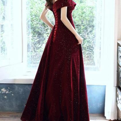 Off Shoulder Velvet Long Simple Pro..