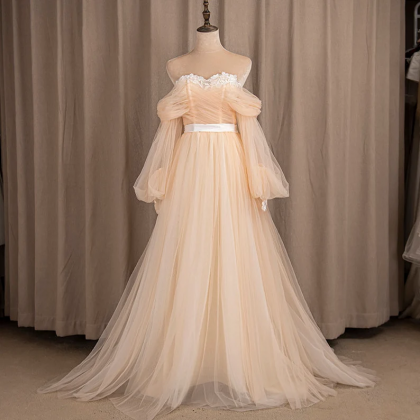 Fairy off Shoulder Champagne Tulle ..
