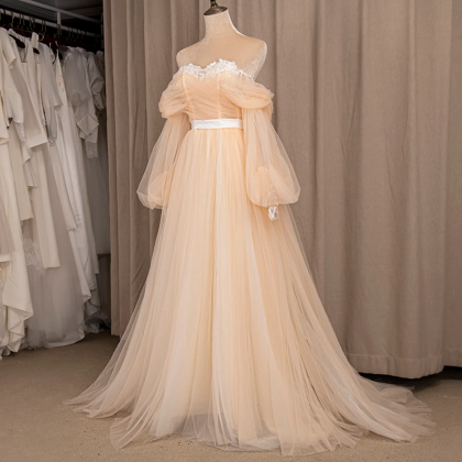 Fairy off Shoulder Champagne Tulle ..