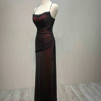 Black and Red Long Formal Dress, Bl..