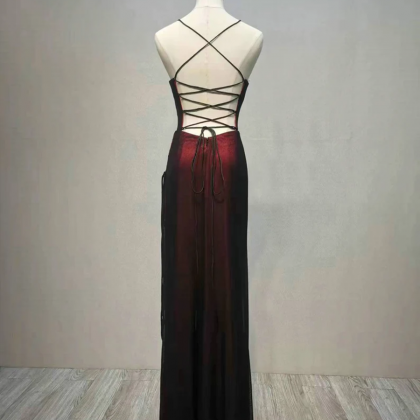 Black and Red Long Formal Dress, Bl..