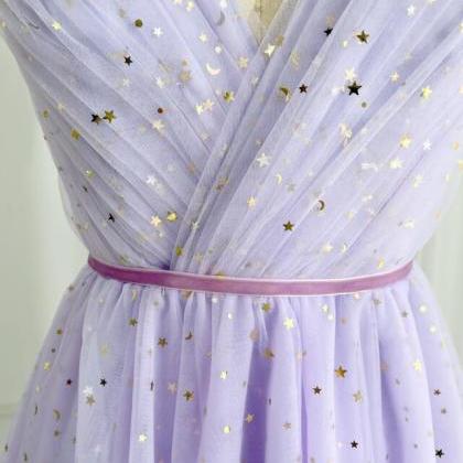 Lavender Tulle Short Homecoming Dress Party Dress,..