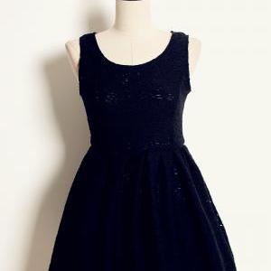 Delicate Lace Round Neckline Short Dress, Lovely..