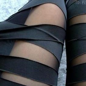 Black Sexy Punk Stripes Leggings, s..