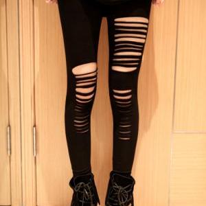 Cool Black Punk Stripes Style Leggi..