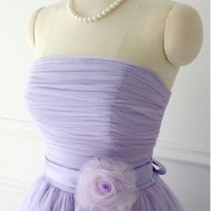 Elegant Strapless Knee Length Ball Gown Bridesmaid..