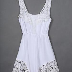 Super Lovely White Lace Snow Spins Jumpsuit 2014,..