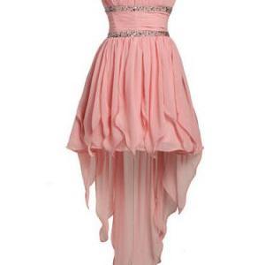 Lovely Pearl Pink A-line Strapless Mini Chiffon..