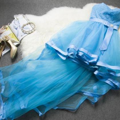 Gorgeous High Low Organza Sweetheart Prom Dress..