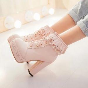 Lovely High Heels With Lace, Stylish High Heel..