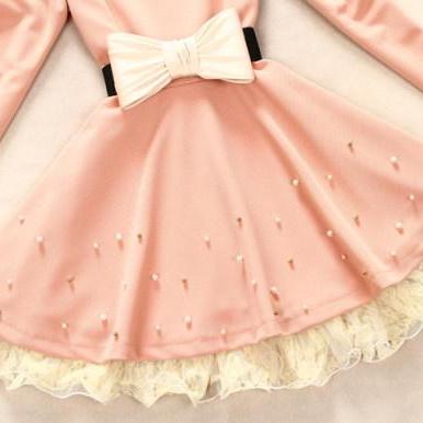 Cute Pearl Pink Dress with Lace and..