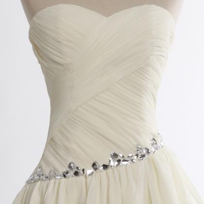 Adorable Ivory Asymmetrical Prom Gown, Prom Dress..