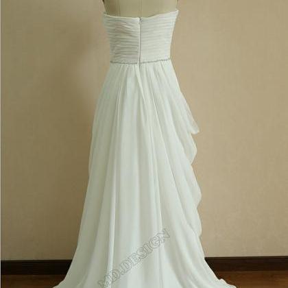 Gorgeous White Chiffon Long Prom Dress With..