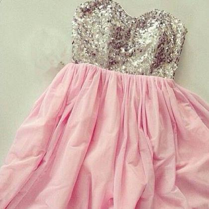 Lovely Short Pink Chiffon Prom Dres..
