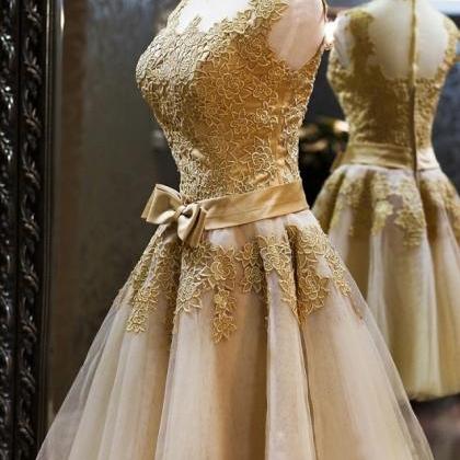 Lovely Champagne Ball Gown Mini Lace Party..