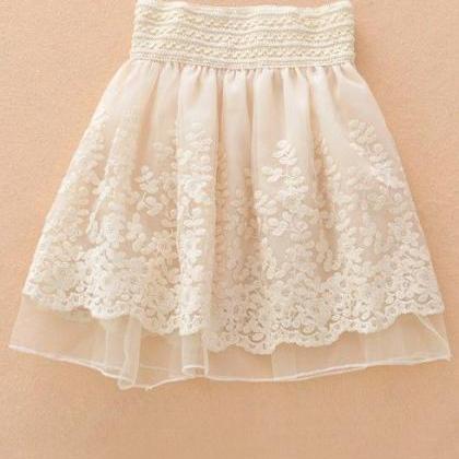 High Quality Cute Apricot Embroidery Tiered High..