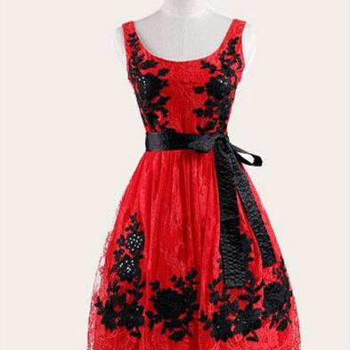 Gorgeous Red Lace Embroidery Party Dresses With..
