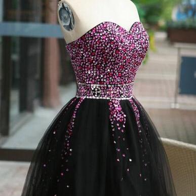 Handmade Sequins Beaded Sweetheart A-line Tulle..