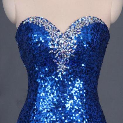 Sparkle Royal Blue Sequins Sweetheart Long Prom Dresses 2015, Long Prom ...