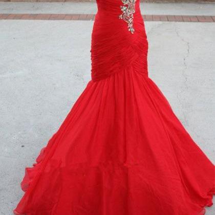 Made To Order Handmade Mermaid Red Organza Prom..