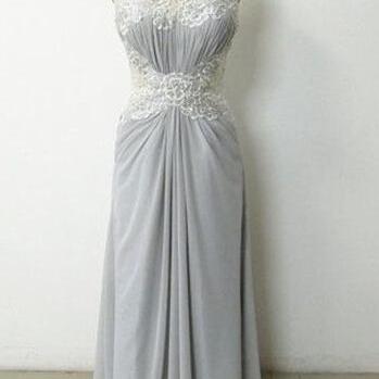 Handmade Grey Long Prom Dresses 2015, Gray..