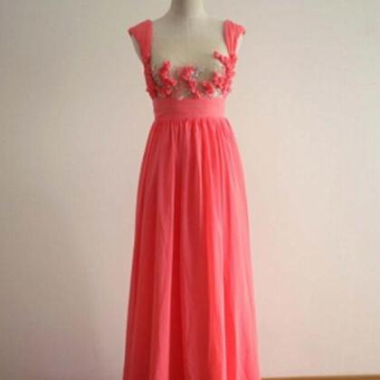 Pretty Coral Applique Prom Dresses ..