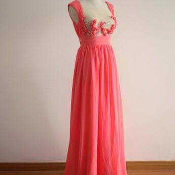 Pretty Coral Applique Prom Dresses ..