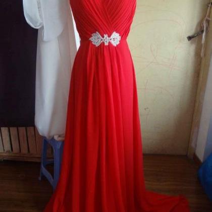 Sexy Red V-neckline Chiffon Prom Dresses 2015, Red..