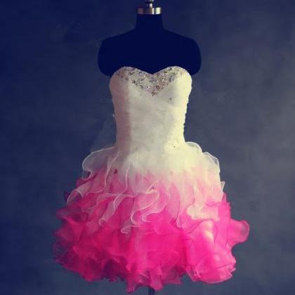 Pretty Short Ombre Tulle Prom Dresses, Omber Prom..