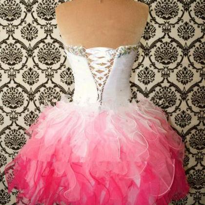 Pretty Short Ombre Tulle Prom Dresses, Omber Prom..